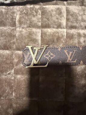 Louis Vuitton Monogram Canvas Belt with Gold LV Buckle